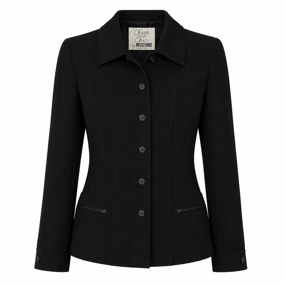 Vintage Moschino Cheap and Chic Black Zip Pocket Blazer Jacket EU38 US 2